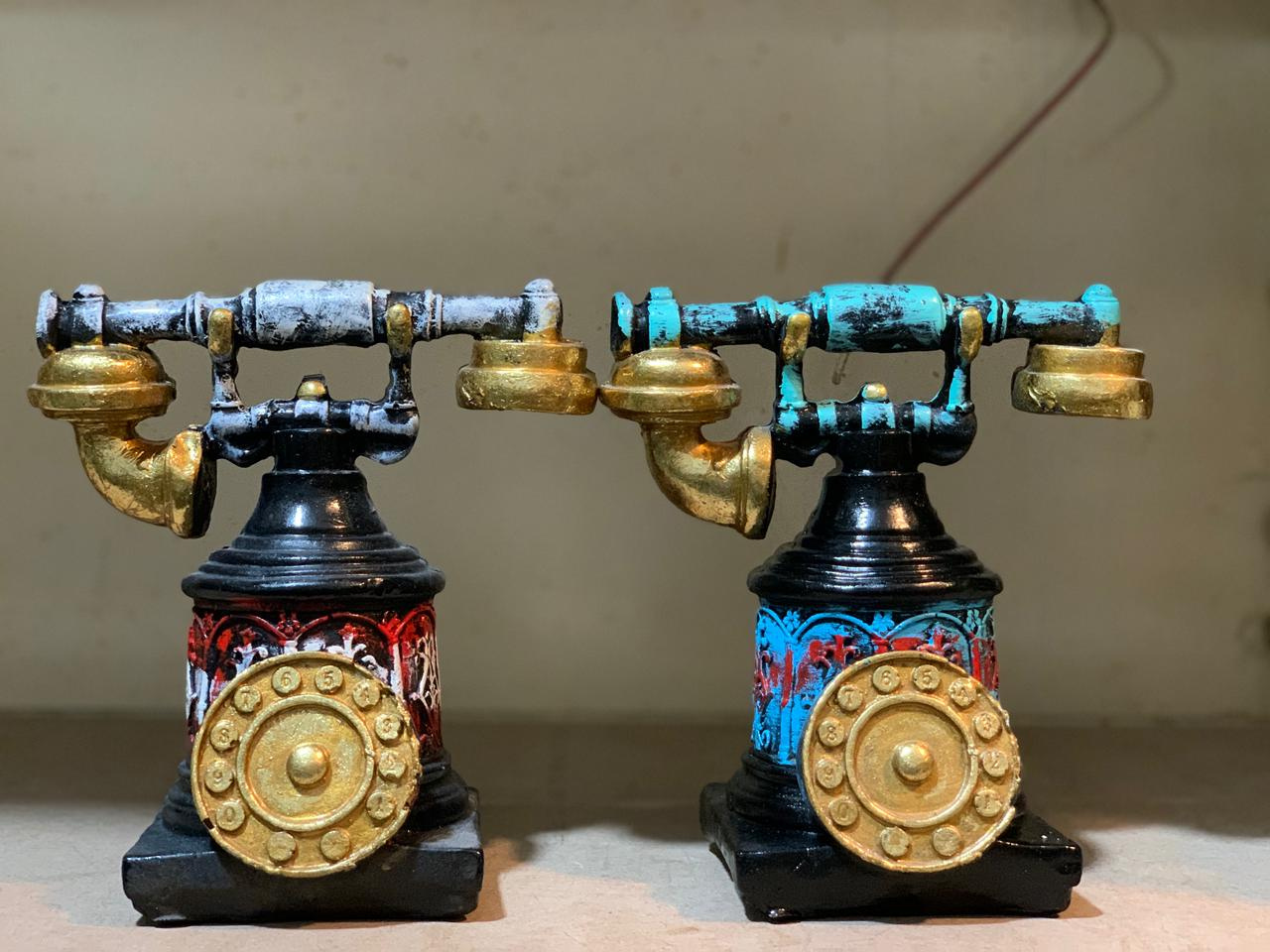 Vintage style retro rotary telephone sculpture , tabletop ornaments,  Made of fiber